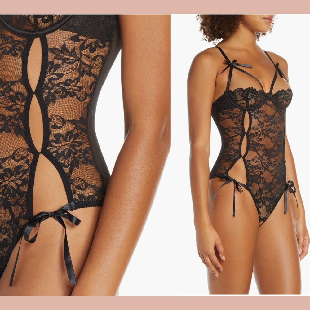 NEW$42 Oh La La Cheri [ OS ] Zara Underwire Open Cup Open Gusset Lace Teddy 6387 - Picture 2 of 15